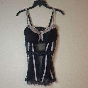 Native Black Chemise with Lace Accents size 38C NWT
